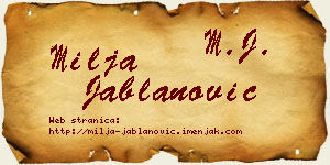 Milja Jablanović vizit kartica
